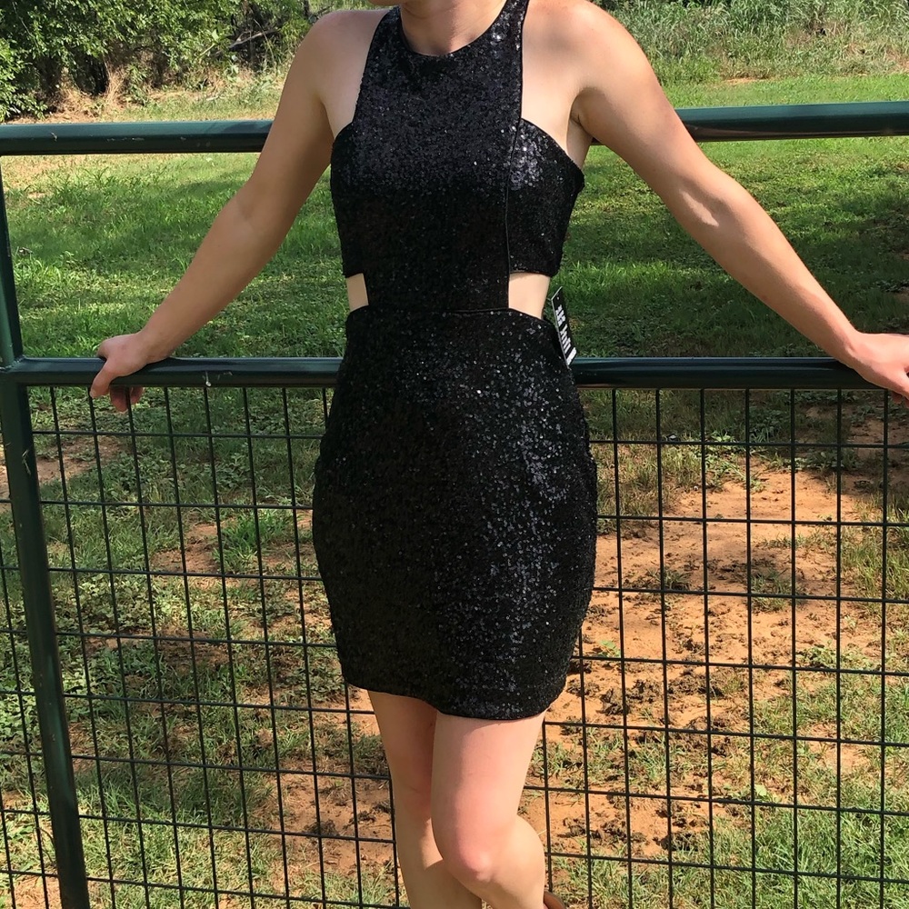 Express Black Sequin Dress w/ Cutouts